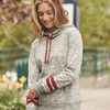 Women’s Mélange Fleece Striped-Sleeve Hooded Sweatshirt